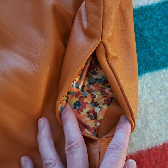 ELLIE MAE Lucia Leather Skirt, mango, sz M - Picture 7 of 12